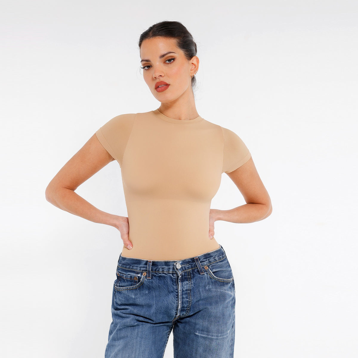 Shapewear for Women Seamless Short Sleeve Tummy Control Bodysuit